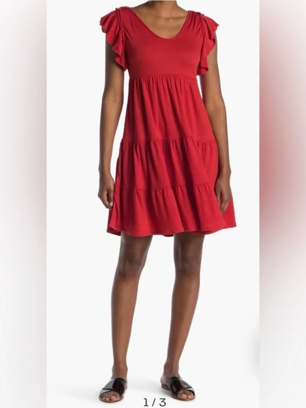 Max Studio Red Mini Dress with Flutter Sleeves